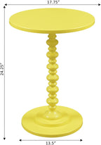Convenience Concepts Palm Beach Spindle 17.75" Traditional Round End Living Room, Turned Solid Wood Side, Classic Display Pedestal Table, Yellow