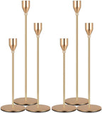 Denique Metal Gold Taper Candle Holder Set of 6 PCS for Table Centerpiece, Gold Candlestick Holders for Home Decor, Wedding, Dining, Party, Fits 3/4 inch Thick Candle&Led Candles