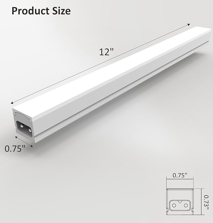 Under Cabinet Lighting Plug in, 12 Inch 1 Pc, Linkable AC120V 3CCT 3000K/4000K/5000K Ultra Slim, LED Under Cabinet Lights for Counter Light, Kitchen, Shelf, Sink, Workshop, Desk, White