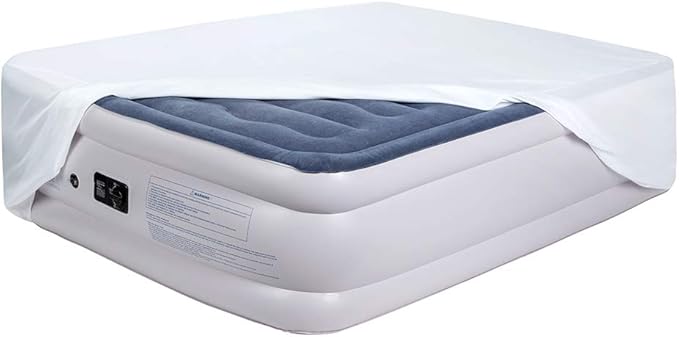 Bedecor Fitted Sheet for Air Mattress Inflate Without Disassembly Convenient & Firm Deep up to 21" White -King