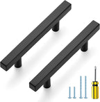Ravinte Black Cabinet Handles 5 Pack 3-1/2 inch Matte Black Square Cabinet Pulls Kitchen Hardware 6 inch Overall Length Kitchen Drawer Pulls