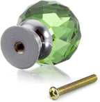 12 Pcs 30mm Round Shape Crystal Glass Cabinet Knobs with Screws Drawer Knob Pull Handle Used for Kitchen, Dresser, Door, Cupboard(Green
