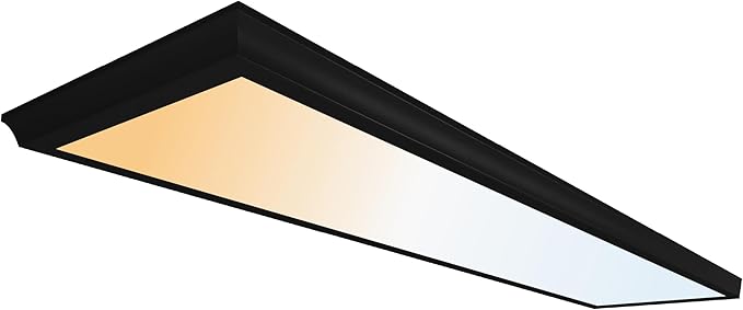Ultralux Framed 1x4 ft LED Light Panel - CCT Switchable Surface Mount Light with Integrated Frame for Kitchen, Home & Office - TRIAC Dimmable, 5 CCT Adjustable Color Temperature (Matte Black, 1 Pack)
