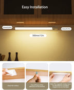 Under Cabinet Lighting 12 Inches Rechargeable Motion Sensor Light Indoor, 3 Color Dimmable Closet Light Battery Operated, USB Stick on LED Magnetic Under Counter Lights for Kitchen Stair, 6Packs