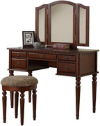 Bobkona St. Croix Collection Vanity Set with Stool, Cherry