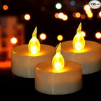 LED Tea Lights Candles- 150PACK Warm Yellow Flameless Candles Realistic and Bright Flickering Long Lasting 200Hours for Holiday Celebration,Party,Home Decoration Warm Yellow,Battery Operated