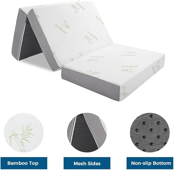 Inofia Full Folding Mattress, 6 Inch Trifold Memory Foam Mattress with Ultra Soft Removable Cover, Foldable & Portable Full Size Bed (73" x 52" x 6")