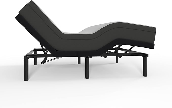 Blissful Nights e3 Queen Adjustable Bed Base Frame with 10" Medium Firm Gel Infused Memory Foam Mattress