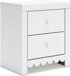 Signature Design by Ashley Mollviney Minimalist 2 Drawer Nightstand with USB Ports, 24.25" Tall, White