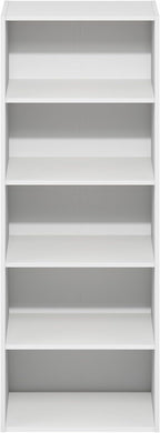 Furinno Basic Book Shelf, 5-Tier Bookshelf, Cube Storage Organizer Bookcase with Open Shelf, 11 x 17 x 44, for Living Room, Bedroom, Home Office, White