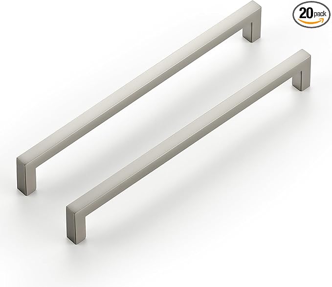 Ravinte 20 Pack Solid 7-1/2 Inch Center to Center Slim Square Bar Drawer Handles Cabinet Hardware - Brushed Nickel Kitchen Pulls