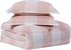 King Size Comforter Set with Sheets - 7-Piece Bedding Collection - 1 Comforter, 1 Fitted Sheet, 1 Flat, 4 Pillowcases - Deep Pocket - Soft & Premium Quality - Ideal for All Seasons Checkered Box Blush