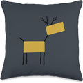Cute Scandinavian Animals Designs Chic Deer Moose Scandinavian Elk Minimalism Reindeer Throw Pillow, 16x16, Multicolor