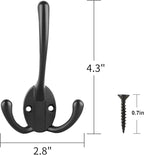 IBosins 6 Pack Big Heavy Duty Three Prongs Coat Hooks Wall Mounted with 24 Screws (Two Types of Screws Included) Retro Double Utility Rustic Hooks for Thick Coat, Big Heavy Bags (6 Pack)