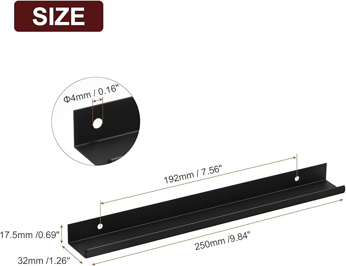uxcell Cabinet Finger Edge Pull, 8pcs 250mm / 9.84" Aluminum Alloy Back Mount Hidden Cabinet Pulls Concealed Handle for Home Kitchen Drawer Cabinet, Black