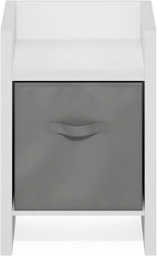 Furinno Viola Side Table, Thick Frame End Table with Storage Bin, Night Stand, Bedside Table, for Living Room, Bedroom, White/Light Grey