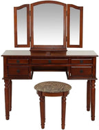 Bobkona St. Croix Collection Vanity Set with Stool, Cherry