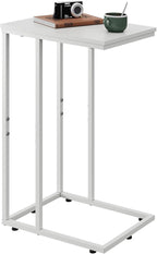 WLIVE Side Table, C Shaped End Table for Couch, Sofa and Bed, Large Desktop C Table for Living Room, Bedroom, Creamy White