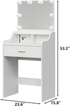 Furniouse Vanity Desk with Mirror and Lights, 23.6" Small Makeup Vanity Table Set with Storage, Drawer, 3 Lighting Modes Adjustable Brightness for Bedroom