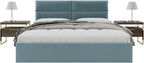 Vänt Upholstered Wall Panels - King/Cal King Size Wall Mounted Velvet Headboards - Velvet Antique Blue - Twin/King - Set of 4 Panels (Each Individual Panel 39"x11.5")