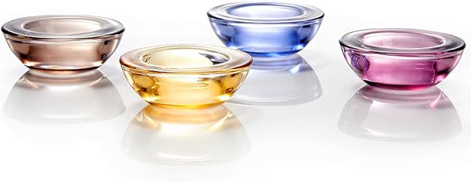 Grey Tealight Candle Holders - Set of 12, Round Chunky Glass Candle Holder, 3" Diameter - CH01 - Tea Grey