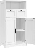 Iwell Bathroom Cabinet with Doors and Drawers, Freestanding Bathroom Storage Cabinet, Adjustable Shelves, for Living Room, Kitchen, Home Office, White