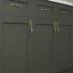 Goo-Ki Low Profile Brushed Brass Cabinet Pulls, Double Hole Centers (6.3''/7.6'') Zinc Alloy Handle for Drawer Cupboard Wardrobe,6 Packed