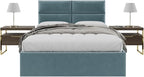 Vänt Upholstered Wall Panels - Queen/Full Size Wall Mounted Velvet Headboards - Velvet Antique Blue - Set of 4 Panels (Each Individual Panel 30"x11.5")