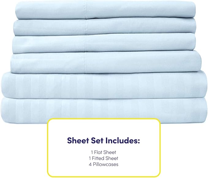 Cal King Size Bed Sheets - 6 Piece 1500 Supreme Collection Fine Brushed Microfiber Deep Pocket California King Sheet Set Bedding - 2 Extra Pillow Cases, Great Value, California King, Dobby Light Blue