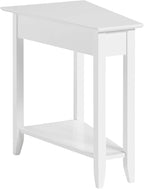 Convenience Concepts American Heritage Wedge End Table 24" - Classic Living Room Table with Storage Shelf,Side Table for Family Room, Bedside Table, White