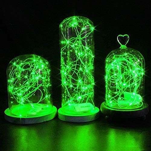 YKB 6 Pack Green LED Starry String Lights with 20 Mini LEDs on 6.6FT/2M Copper Wire, Fairy Lights Powered by 2xCR2032(Incl) Batteries, for Wedding Table Holiday Halloween Christmas Decorations