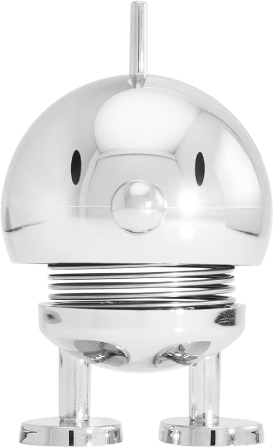 Hoptimist Bumble, Home Decor Ornament - Danish Design, Plastic W/Metal Spring, Small Chrome- Creates Cheerful Movement