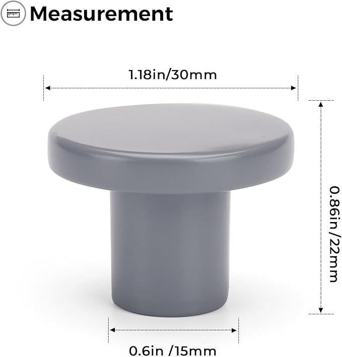 Ravinte 1 Pack Cabinet Knobs Grey Kitchen Cabinet Knobs Round Dresser Drawer Pulls Closet Door Pulls 1-1/5 Inch