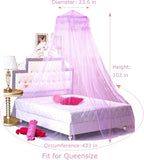 BCBYou Princess Bed Canopy Netting Mosquito Net Round Lace Dome for Twin Full and Queen Size Beds Crib with Jumbo Swag Hook (Purple)