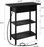 LIDYUK End Table with Charging Station, Set of 2 Flip Top Narrow Side Table for Small Spaces, Nightstands Set of 2 for Bedroom, End Tables Living Room with Storage Shelves, Black