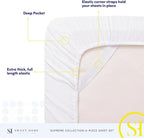 RV Queen Bed Sheets - Breathable Luxury Sheets with Full Elastic & Secure Corner Straps Built In - 1800 Supreme Collection Extra Soft Deep Pocket Bedding Set, Sheet Set, RV Short Queen, White