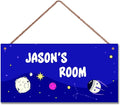 Personalized Sign Space Themed Bedroom Decor Fantasy Spacecraft Sign Outer Space Decor for Boys Room Kids Room Nursery Cartoon Wall Decorations Stuff For Little Man Cave