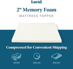 LUCID 2 Inch Traditional Foam Mattress Topper - Hypoallergenic - Ventilated - Conforming Support - Queen