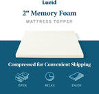LUCID 2 Inch Traditional Foam Mattress Topper - Hypoallergenic - Ventilated - Conforming Support - Twin
