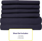 Twin XL Size Bed Sheets - 4 Piece 1500 Supreme Collection Fine Brushed Microfiber Deep Pocket Twin X-Large Sheet Set Bedding - 1 EXTRA PILLOW CASES, GREAT VALUE, Twin XL, Navy