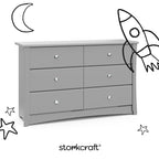 Storkcraft Crescent 6-Drawer Dresser (Pebble Gray) – GREENGUARD Gold Certified, Gray Dresser for Bedroom, Kids & Nursery Storage Chest, Safety Interlocking Drawers, Pre-Installed Tracks, Kids Chest