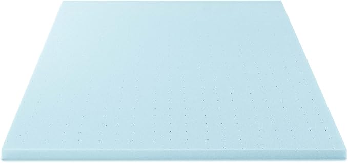 Best Price Mattress 2-inch Ventilated Gel Memory Foam Topper - Twin, Dorm Essentials, Blue