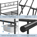 Yaheetech Queen Bed Frames Metal Platform Bed with Headboard&Footboard for Bedrooms/No Box Spring Needed/Easy Assembly/Underbed Space: 12.6’’/Black Queen Bed
