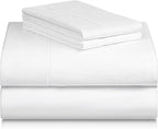 LuxClub 4 PC California King Size Sheet Set Bed Sheets Deep Pockets Wrinkle Free Cooling Sheets Machine Washable Hotel Bedding Silky Soft - White California King