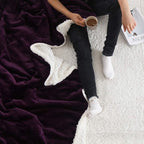 NANPIPER Bed Blanket Reversible Sherpa Flannel Blanket Super Soft Fuzzy Lightweight Fleece Microfiber (90"x90" Purple) Queen