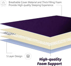 MAXYOYO Japanese Floor Futon Mattress, Roll Up Floor Mattress for Adults Foldable Tatami Mat Sleeping Pad Dormitory Bed Lounger, Purple, Twin Size