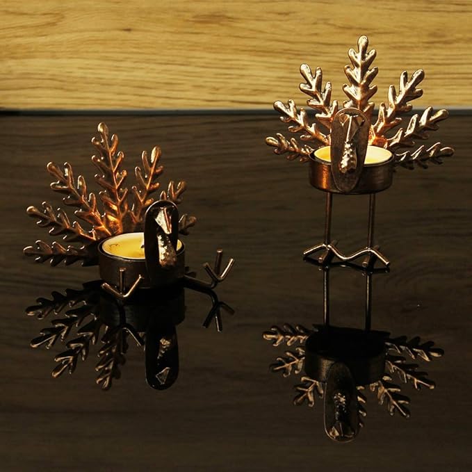 FORUP 6 Pack Metal Turkey Tea Light Candle Holders, Thanksgiving Candle Holder, Thanksgiving Home Table Decoration