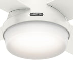 Hunter 44 inch Indoor Ceiling Fan with LED Light and Remote Control - White Modern Ceiling Fan, Low Profile Mount, 4 Blades, For Bedroom, Living Room, or Kitchen, Quiet - Dempsey 59244, Fresh White