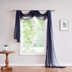 Warm Home Designs Standard Length Navy Blue Sheer Window Scarf. Valance Scarves are 54 X 144 Inches. Great As Wedding Arch Draping Fabric, Bed Canopy Or for Decorative Project. AM Navy 144"