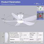 46 Inch Modern Ceiling Fans with Lights, Flush Mount Ceiling Fan with Light and Remote/APP Control, 5 Reversible 6 Speeds Curved Blades, 3 CCT Dimmable Lights for Bedroom, White
